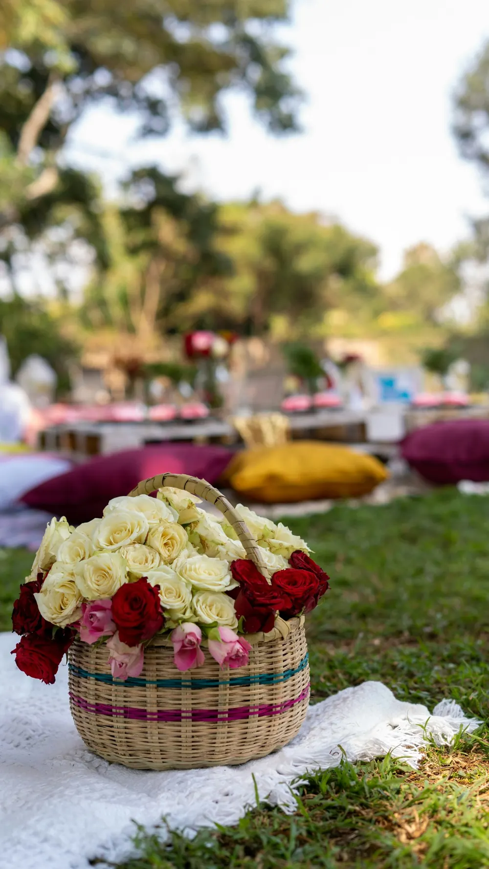 Baby shower flowers in a garden